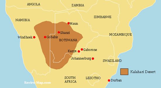 kalahari desert map