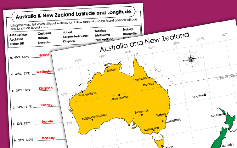 map of australia and new zealand